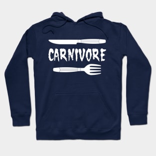 Carnivore Knife and Fork White Text Hoodie